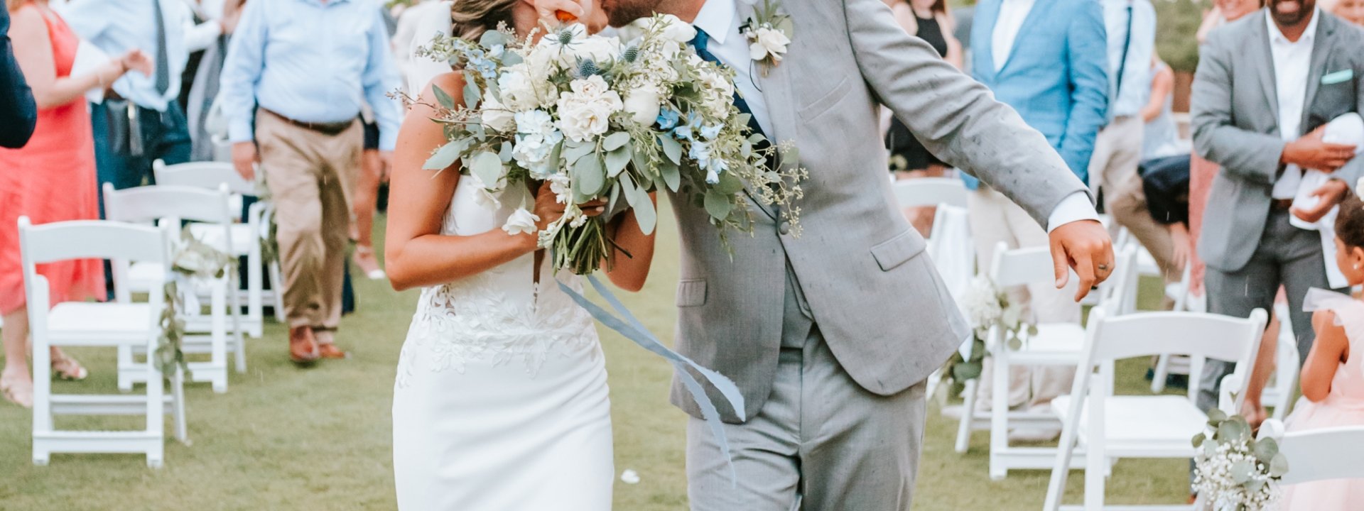 Couple walking down the isle