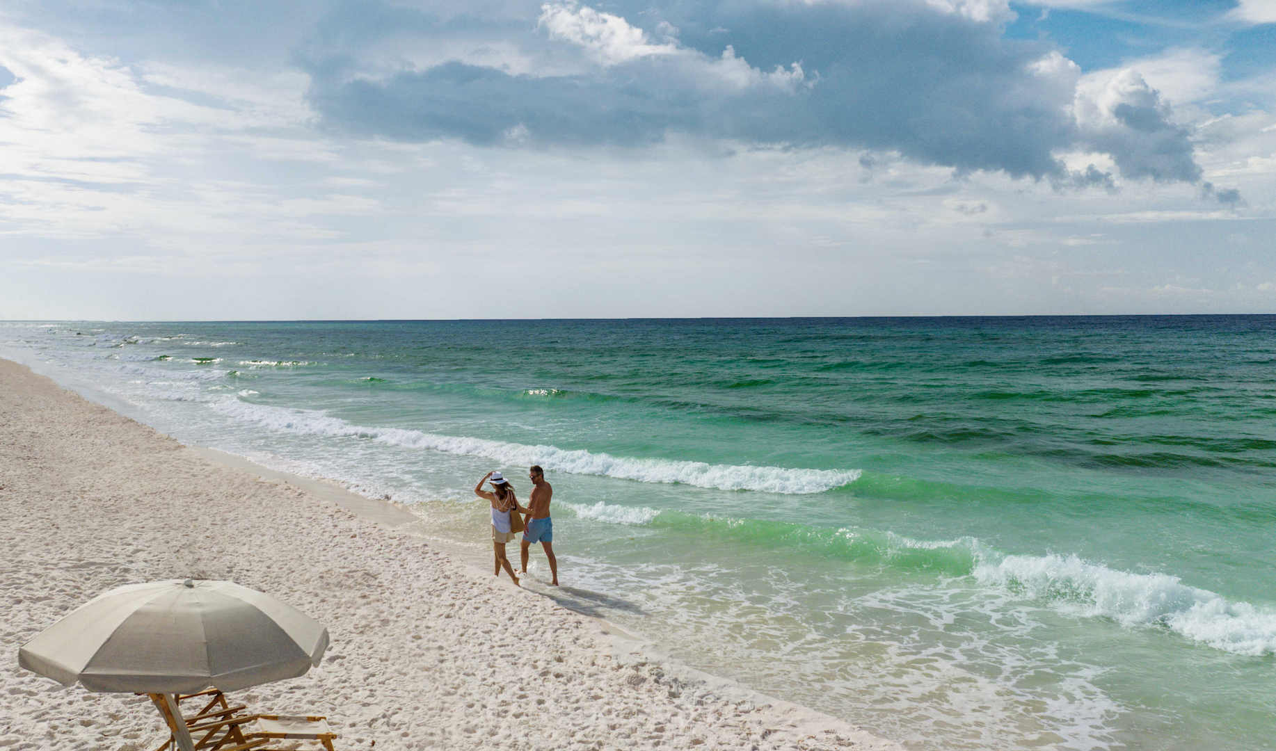 Couple walking in water