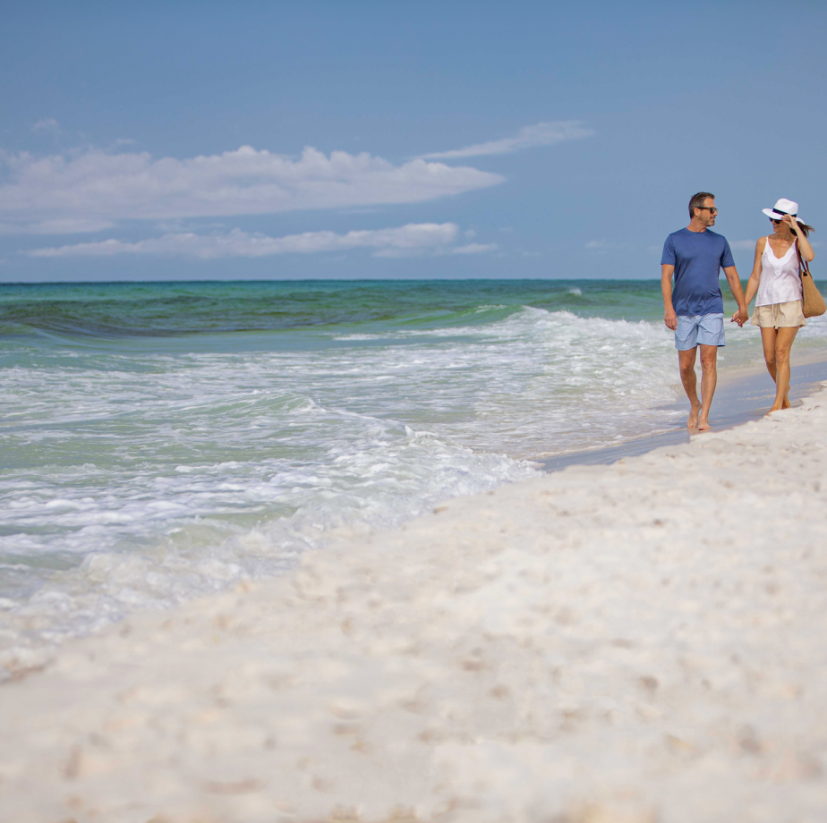 Couple walking on beach