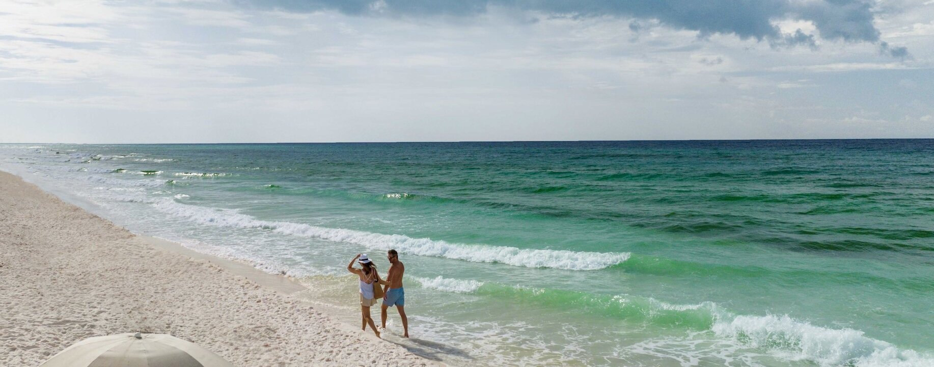 Couple walking in water