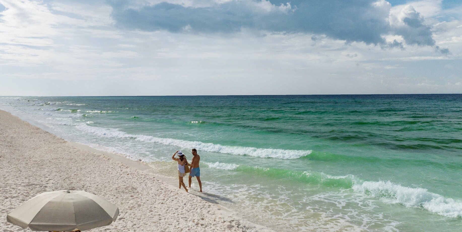 Couple walking in water